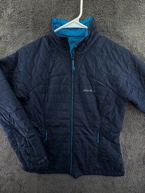 Eddie Bauer Jacket Women Blue Full Zip Insulated Puffer Lightweight First Ascent